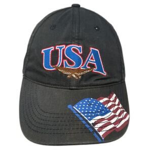 Bio-Domes Headgear USA Eagle American Flag Black Baseball Cap One Size Strapback